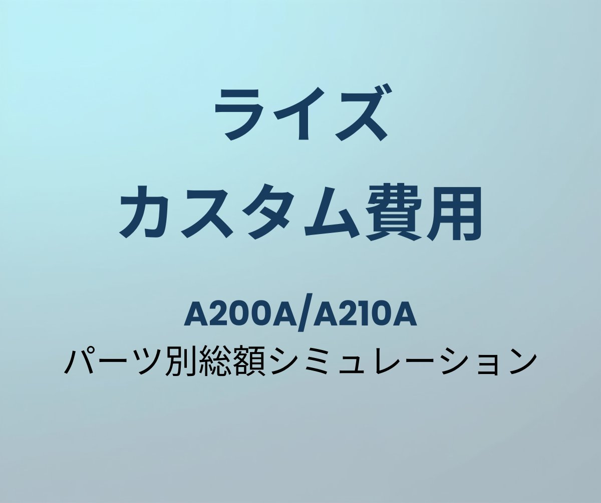 ライズ カスタム費用 パーツ別総額シミュレーション