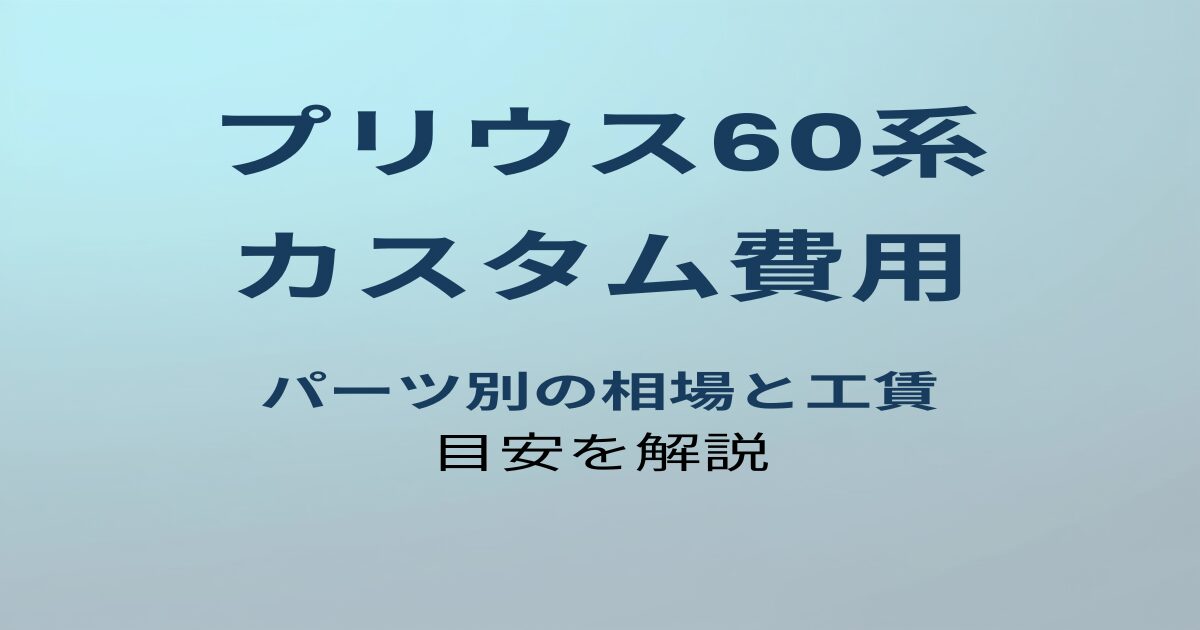 プリウス60系 カスタム費用の目安